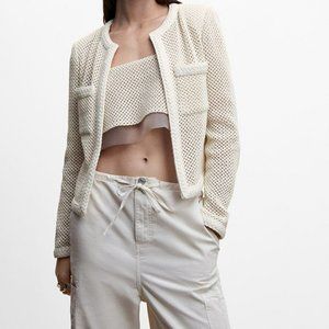 Mango Openwork Knit Crochet Jacket/Cardigan
